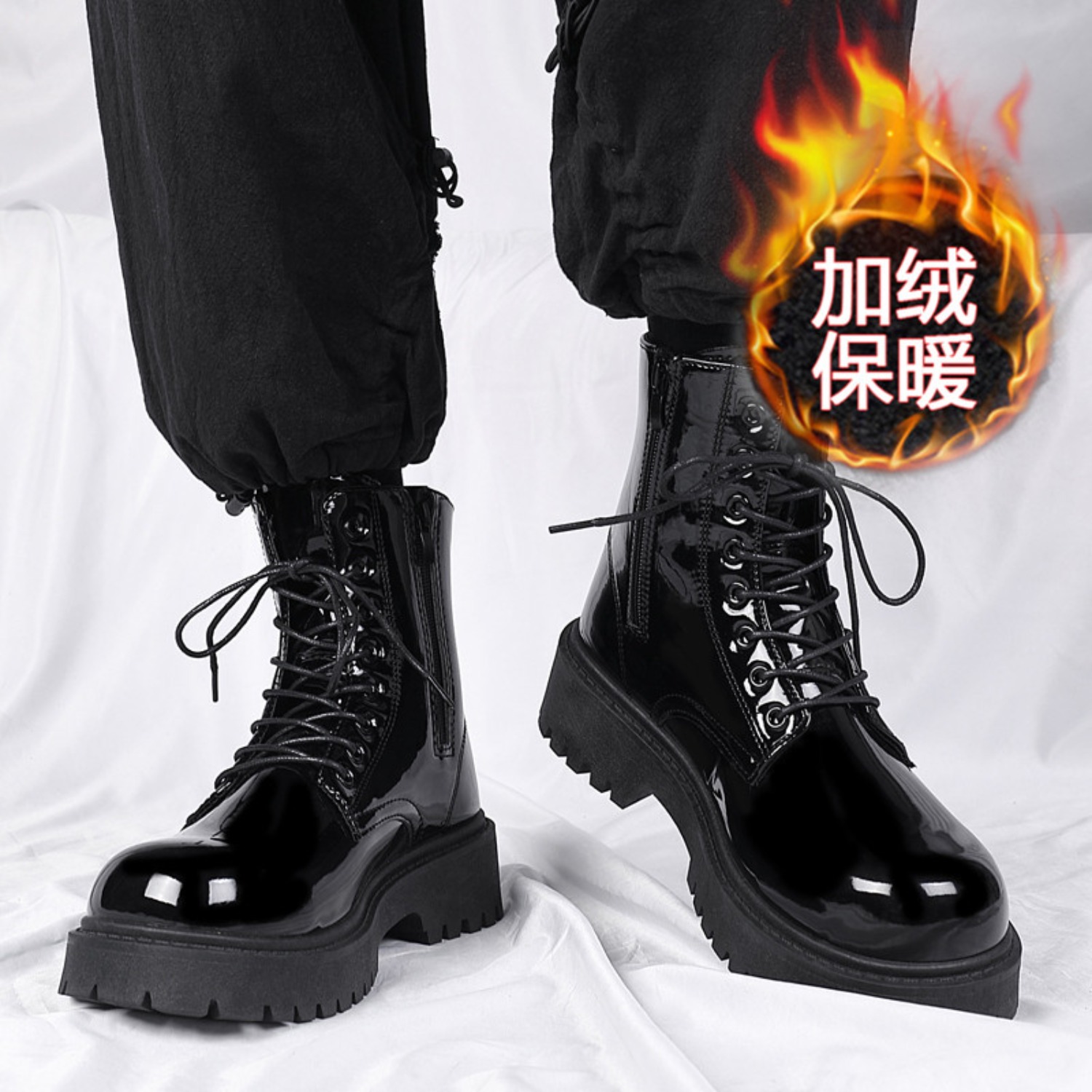 Men Shoes Trends - Sepatu bot pria berbulu hangat, berpotongan