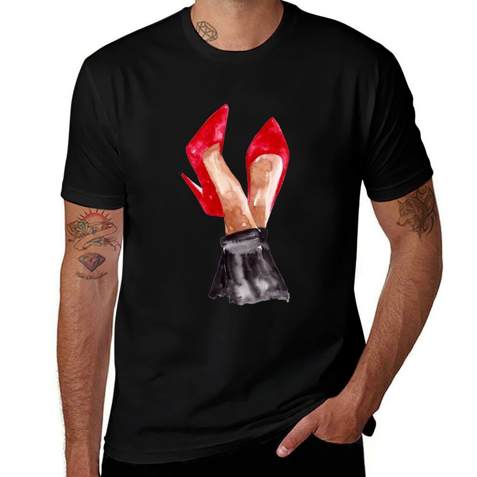 Men Shoes Illustration - Sepatu Stiletto Merah Ilustrasi Cat Air