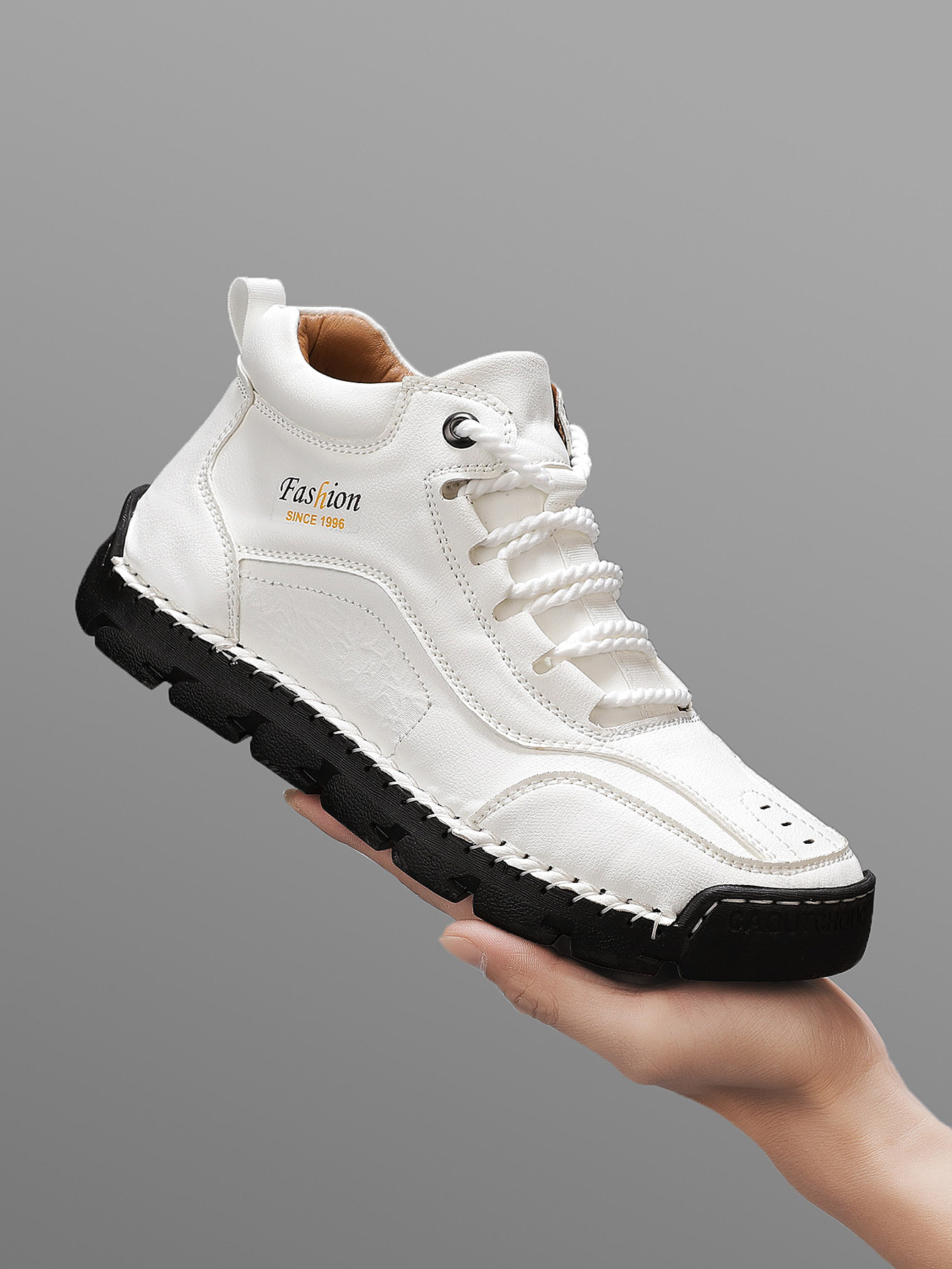 Men'S Shoes No Laces - Sepatu Kasual Mid-Top Buatan Tangan Pria,